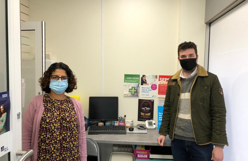 Elliot and Reena at S G Barai Pharmacy