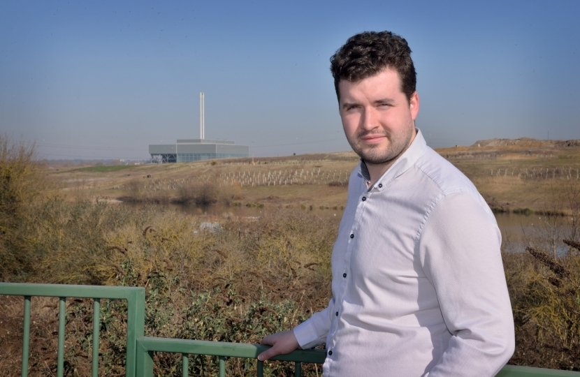 Photo of Elliot outside the incinerator