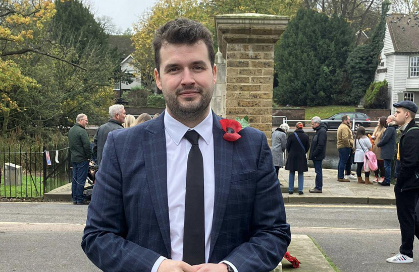 Elliot at the Remembrance Service at Carshalton Ponds