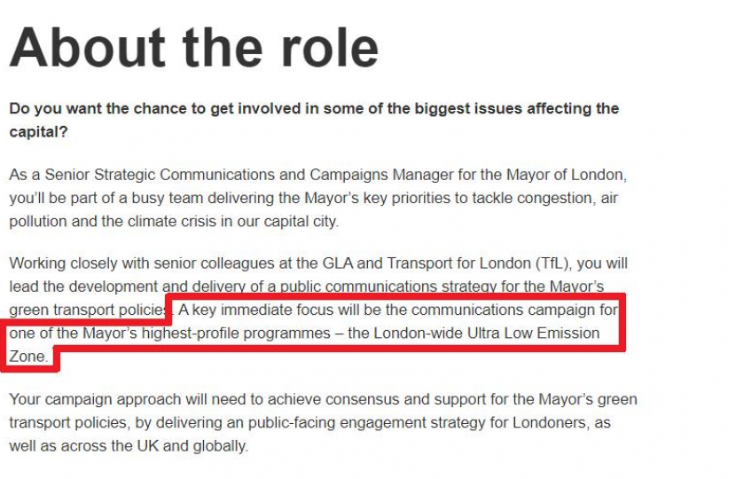 ULEZ Communications Job Advert