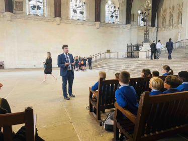 Elliot getting grilled by Barrow Hedges pupils