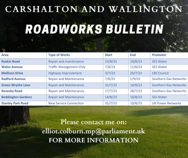 Latest roadworks bulletin