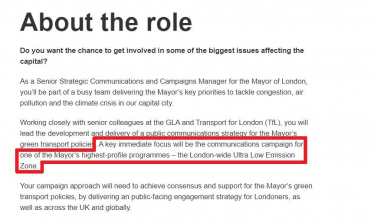 ULEZ Communications Job Advert